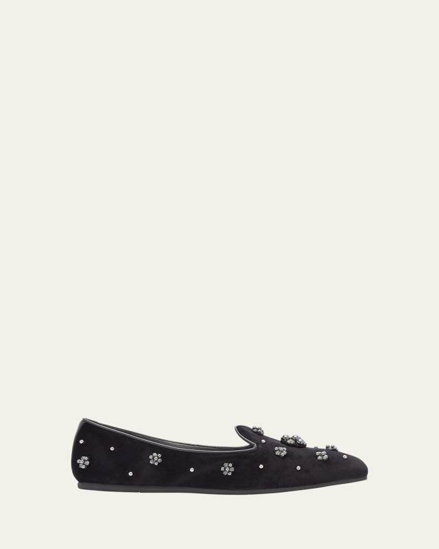 Poppy Beaded Suede Smoking Loafers